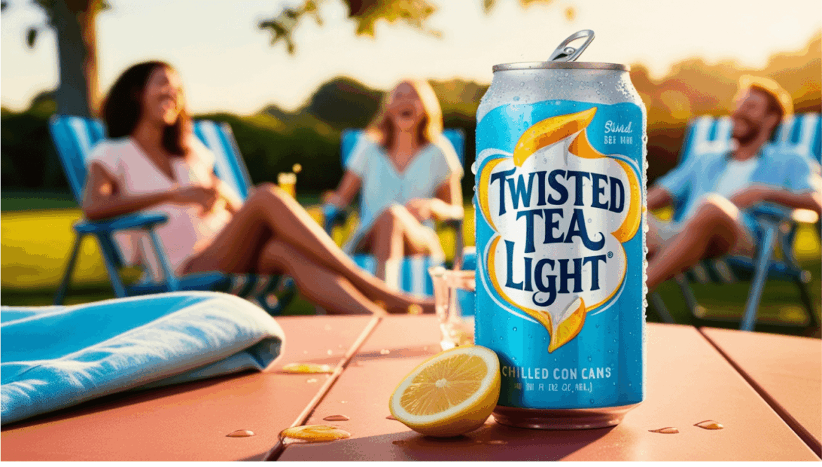 Chilled Twisted Tea Light can on a picnic table